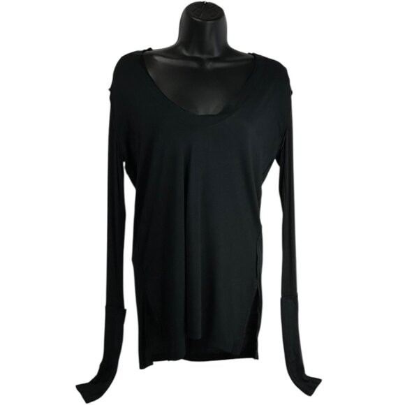WE THE FREE Fresh and Clean Tee Sz S Black VNeck Side Slits Tunic Viscose Blend - Picture 2 of 7